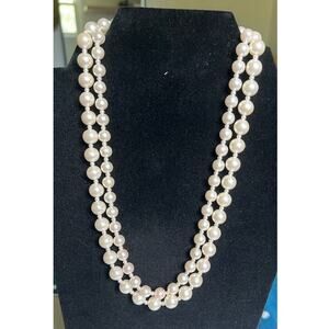 Vintage 10" Double-Strand Faux Pearl Necklace with Faux Pearl Button Closure